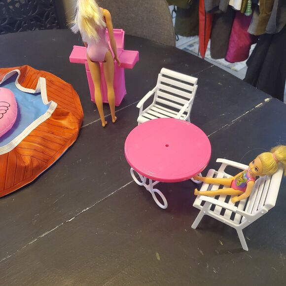 Barbie Pool Party Set Table BBQ Lounger Chairs Floatie *No Dolls - Picture 2 of 5